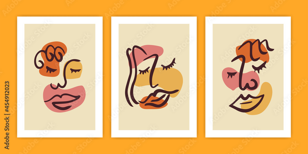 Set of Abstract Poster of Woman Face Illustration Set of Abstract Poster of Woman Face Illustration