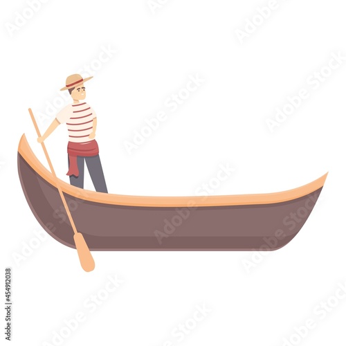Canal gondolier icon cartoon vector. Venice gondola. Venetian boat