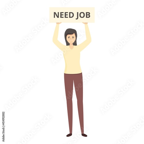 Woman need job icon cartoon vector. Hire me. Online recruit