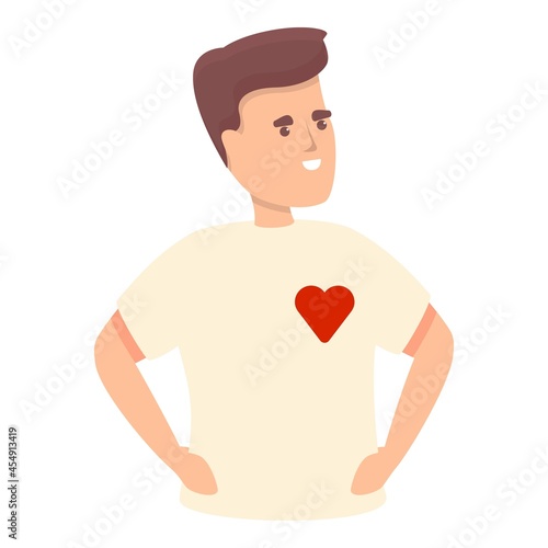 Boy healthy heart icon cartoon vector. Medical health. Doctor care