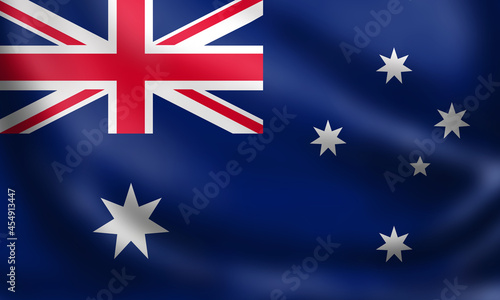 National Flag of Australia. 3D rendering waving flag High quality image. Original colors, sizes and shapes.