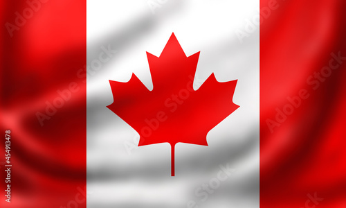 National Flag of Canada. 3D rendering waving flag High quality image. Original colors, sizes and shapes.