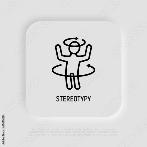 Stereotypy, dizziness or disorientation thin line icon. Modern vector illustration of illness symptom.