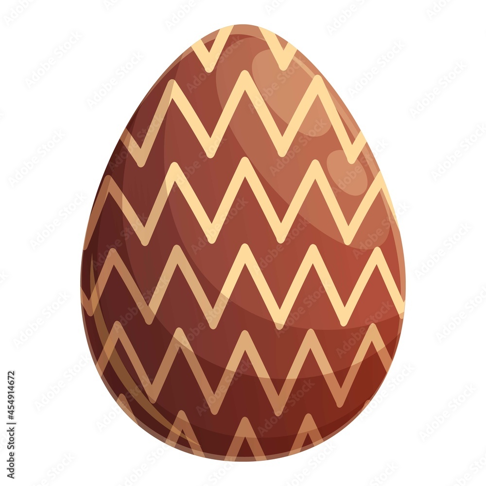 Zigzag chocolate egg icon cartoon vector. Dark candy. Caramel egg
