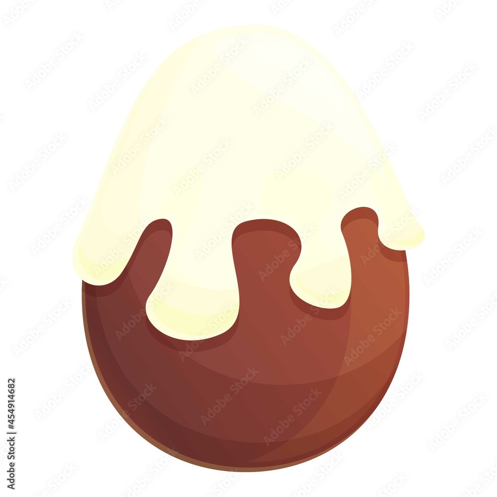 Milk splash chocolate egg icon cartoon vector. Easter candy. Dark caramel Milk splash chocolate egg icon cartoon vector. Easter candy. Dark caramel