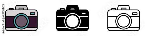 Camera icon set. Flat design icon.