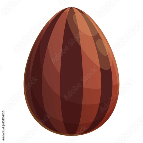 Striped chocolate egg icon cartoon vector. Easter milk candy. Golden egg
