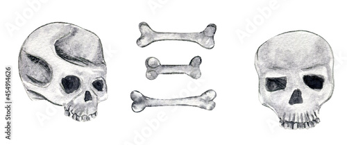 Halloween Sculs Horrorparty Watercolor Clipart