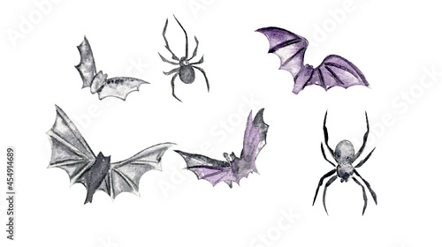 Halloween Sculs Horrorparty Watercolor Clipart © Leila