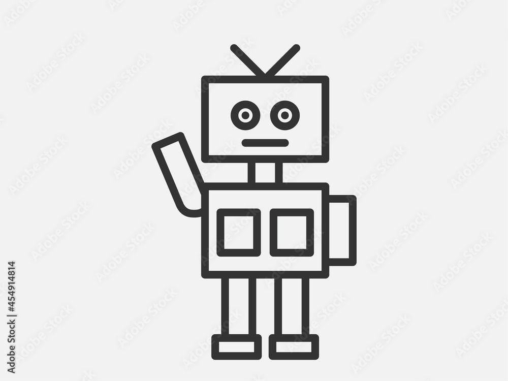 Naklejka premium Robot toy icon on white background. Line style vector illustration.