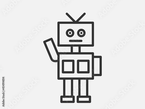 Robot toy icon on white background. Line style vector illustration.