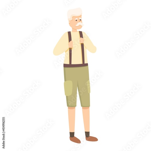 Farmer grandpa icon cartoon vector. Senior travel. Retirement life