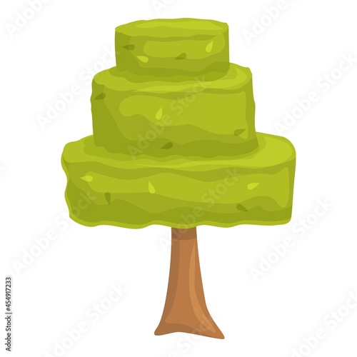 Cutting tree icon cartoon vector. Garden hedge. Worker lawn
