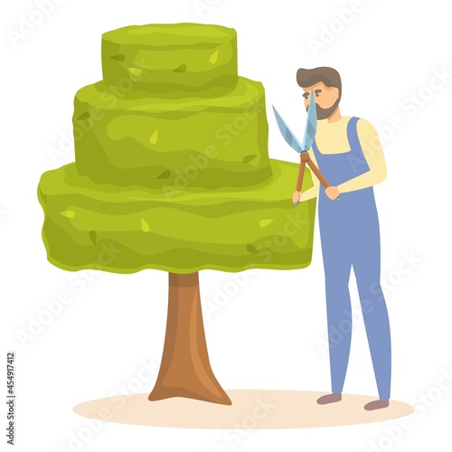Park tree cutting icon cartoon vector. Garden hedge. Yard grass