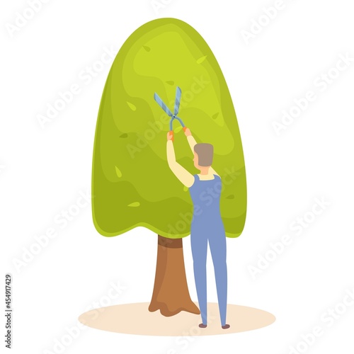 Cutting tree plant icon cartoon vector. Garden hedge. Trim bush