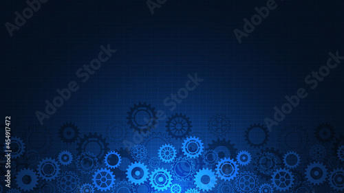 Cogs and gear wheel mechanisms. Concepts and ideas for hi-tech digital technology and engineering design. Abstract technical background of mechanical engineering. Vector illustration