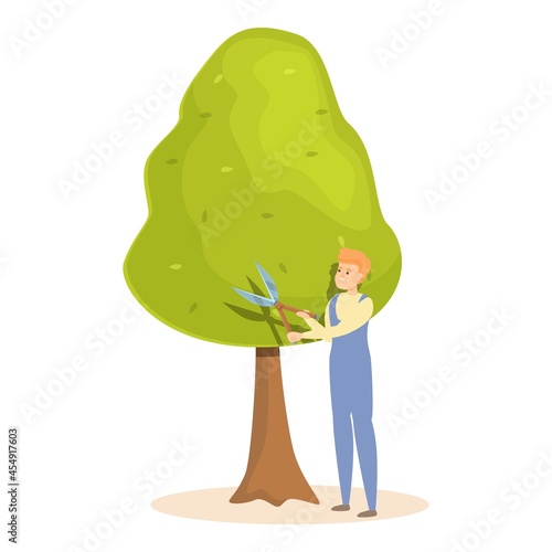 Tree trimming blade icon cartoon vector. Garden hedge. Grass worker