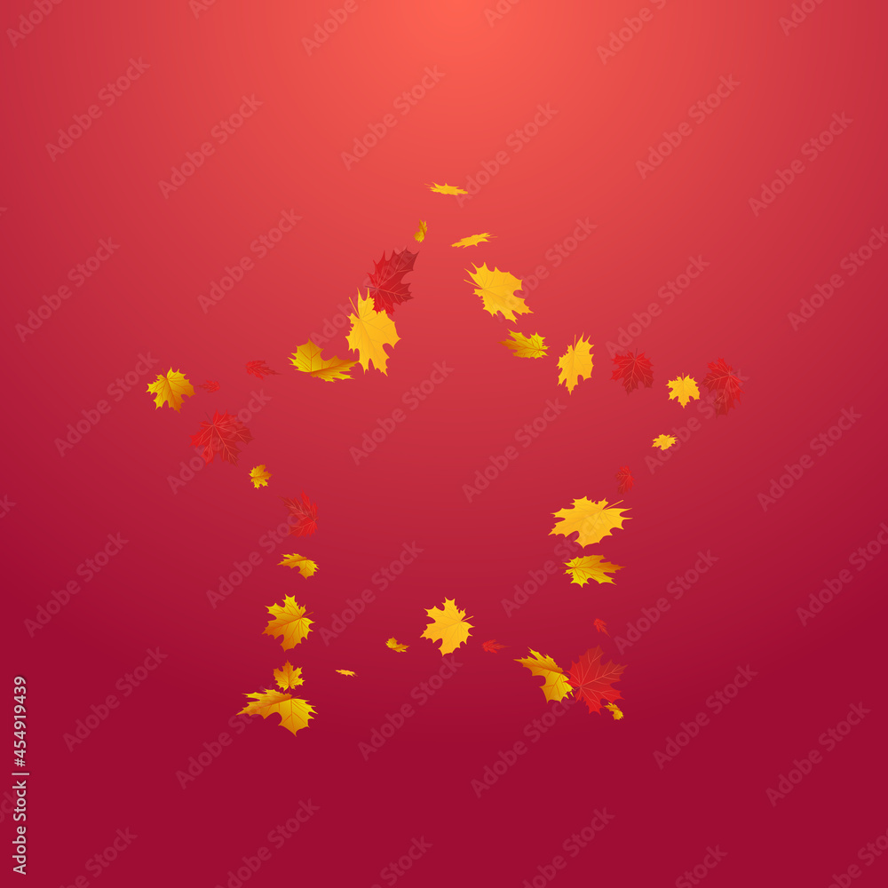Autumnal Leaf Vector Red Background. Shape Leaves