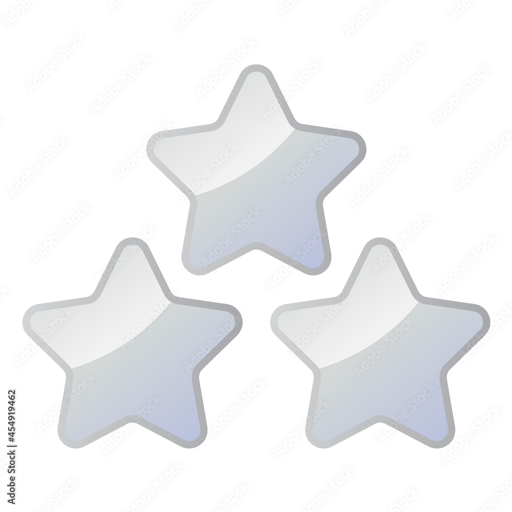 Three Silver Shiny Stars - Amazing vector icon of three silver rounded stars suitable for game, animation, app, icon, sign, sticker, children book, decoration and illustration in general - Vector Icon