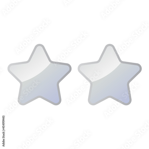 Two Silver Shiny Stars - Amazing vector icon of two silver rounded stars suitable for game, animation, apps, icon, sign, sticker, children book, decoration, and illustration in general - Vector Icon
