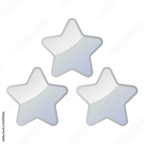 Three Silver Shiny Stars - Amazing vector icon of three silver rounded stars suitable for game, animation, app, icon, sign, sticker, children book, decoration and illustration in general - Vector Icon