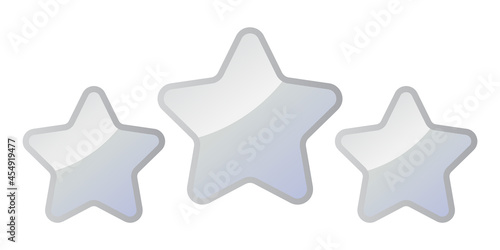 Three Silver Shiny Stars - Amazing vector icon of three silver rounded stars suitable for game, animation, app, icon, sign, sticker, children book, decoration and illustration in general - Vector Icon