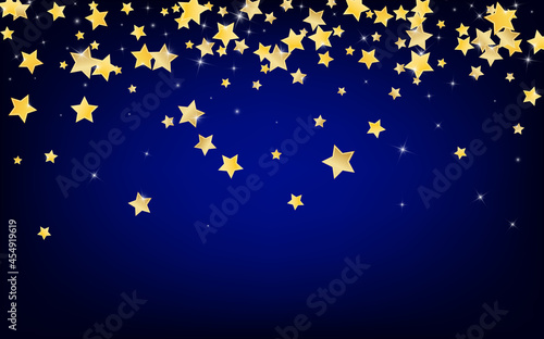 Gold Magic Stars Vector Blue Background.