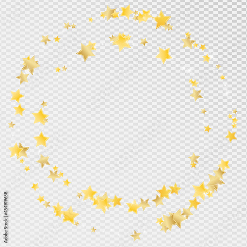 Gold Falling Stars Vector Transparent Background.