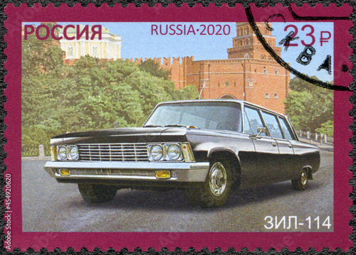 RUSSIA - 2020: shows russian cars for top public officials, ZIL 114, 100th Anniversary of a Special Purpose Garage, 2020