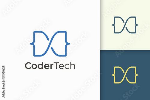Programmer or developer logo in simple and modern for tech company