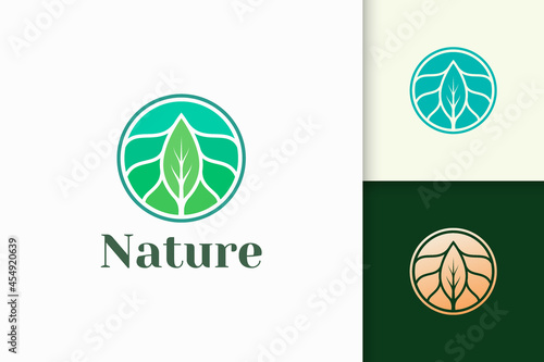 Abstract flower logo with circle and leaf shape for health and beauty