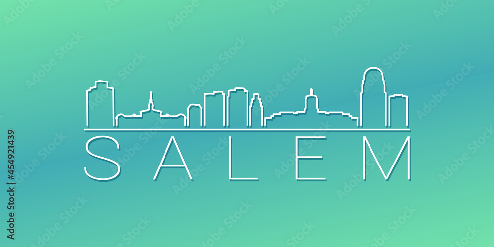Fototapeta premium Salem, OR, USA Skyline Linear Design. Flat City Illustration Minimal Clip Art. Background Gradient Travel Vector Icon.