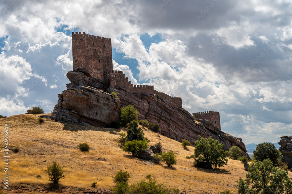View of The Castle of Zafra, a 12th-century castle near Campillo de Dueñas, Guadalajara. The castle is very popular since HBO filmed outdoor scenes for season 6 of Game of Thrones series.