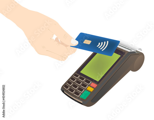 Contactless payment, nfc, credit card purchase, payment, tap to pay vector stock illustration