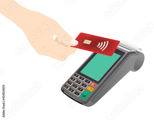 Contactless payment with credit card and human hand