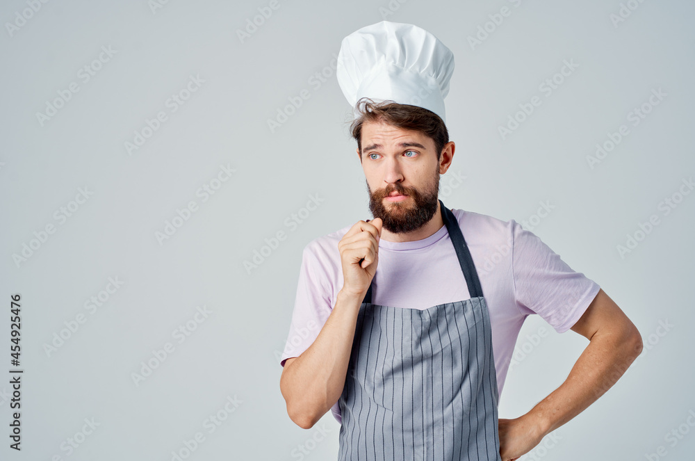 man in aprons cooking professional work service man in aprons cooking professional work service
