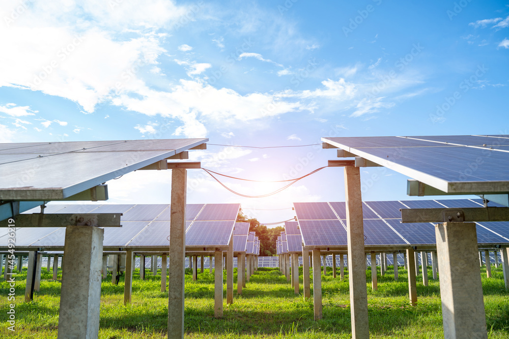 photovoltaic panels in the sun on field,Solar photovoltaic panels and solar photovoltaic power generation systems,Green energy and sustainable development for solar energy power generator.