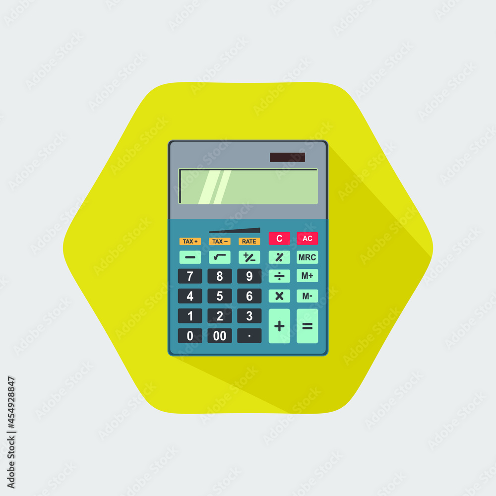 Calculator a trendy flat style isolated inspiration vector, calculator flat icon with long shadow. Calculator a trendy flat style isolated inspiration vector, calculator flat icon with long shadow.