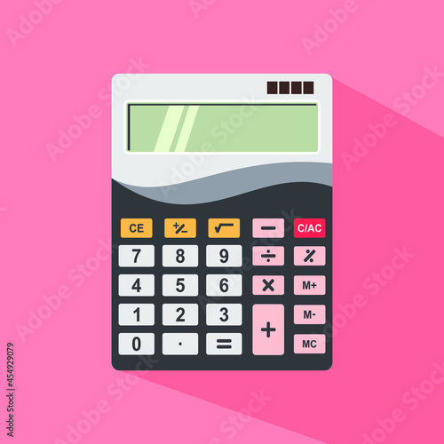 Calculator flat icon with long shadow, calculator a trendy flat design inspiration vector