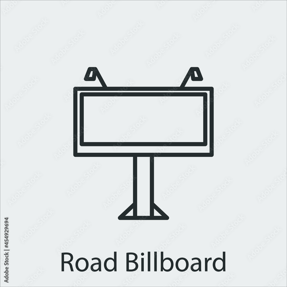 Obraz premium road billboard icon vector icon.Editable stroke.linear style sign for use web design and mobile apps,logo.Symbol illustration.Pixel vector graphics - Vector
