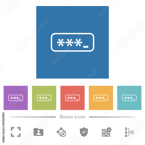 PIN code outline flat white icons in square backgrounds