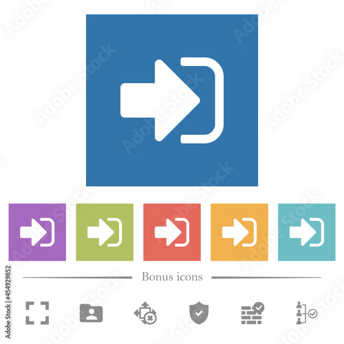 Sign in flat white icons in square backgrounds