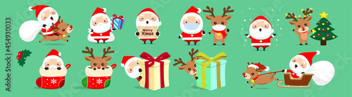 Large Santa Claus collection. Cute characters in different poses that can be used for Christmas