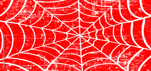 White Cobweb. Red background. Vector, spider logo. Happy halloween party day. Creepy horror insect hush dia. 31 october fest. line pattern. Unlucky Accident zombie.
