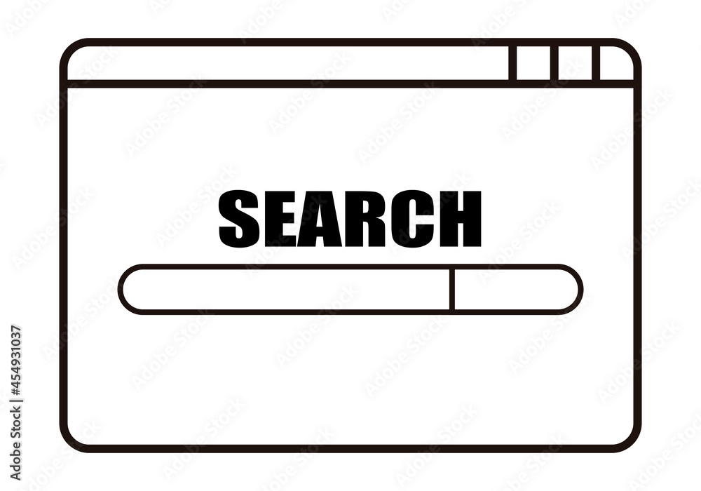 Icono negro de web de buscador en fondo blanco. Icono negro de web de buscador en fondo blanco.