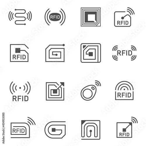 Collection of simple radio frequency identification icon vector illustration