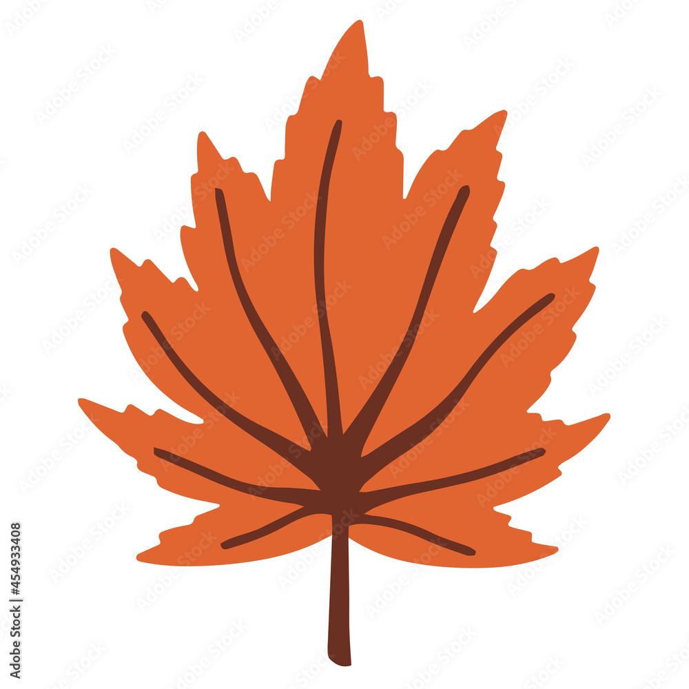Obraz premium Maple orange autumn leaf vector illustration. Isolated on a white.