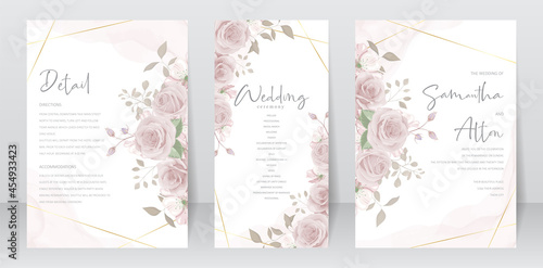Beautiful flower wedding invitation card template