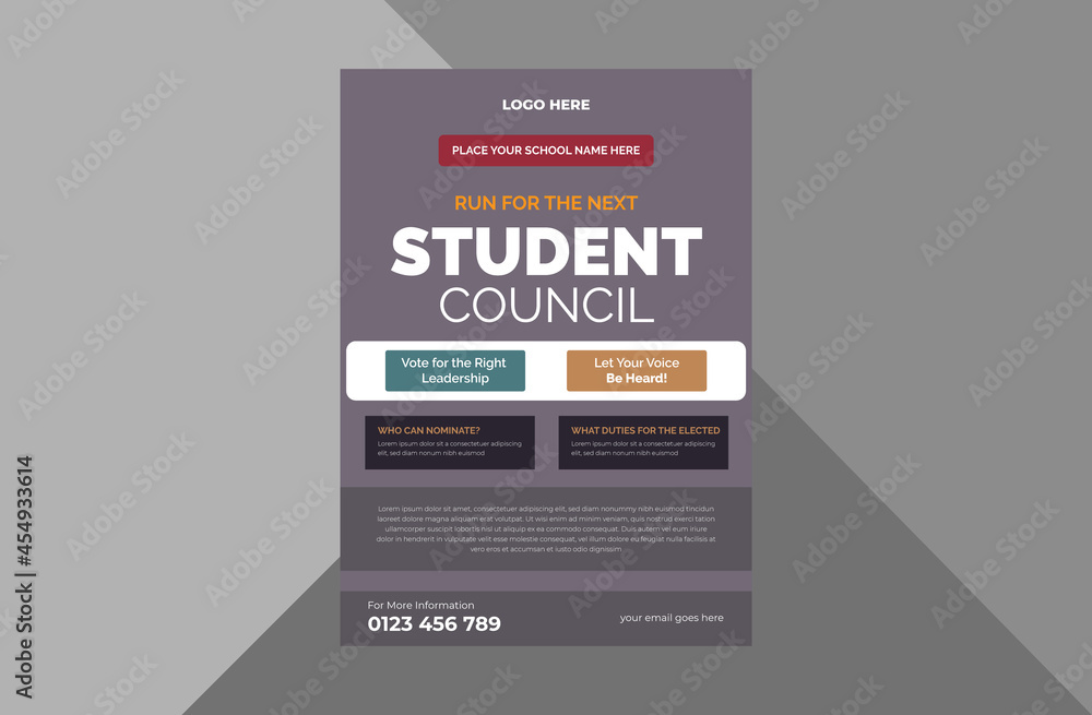 student council flyer design template. student education council poster ...