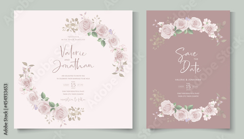 Beautiful flower wedding invitation card template